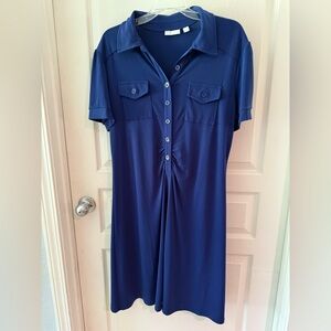 New York & Company | Navy Collared Shirt Dress - Size XL